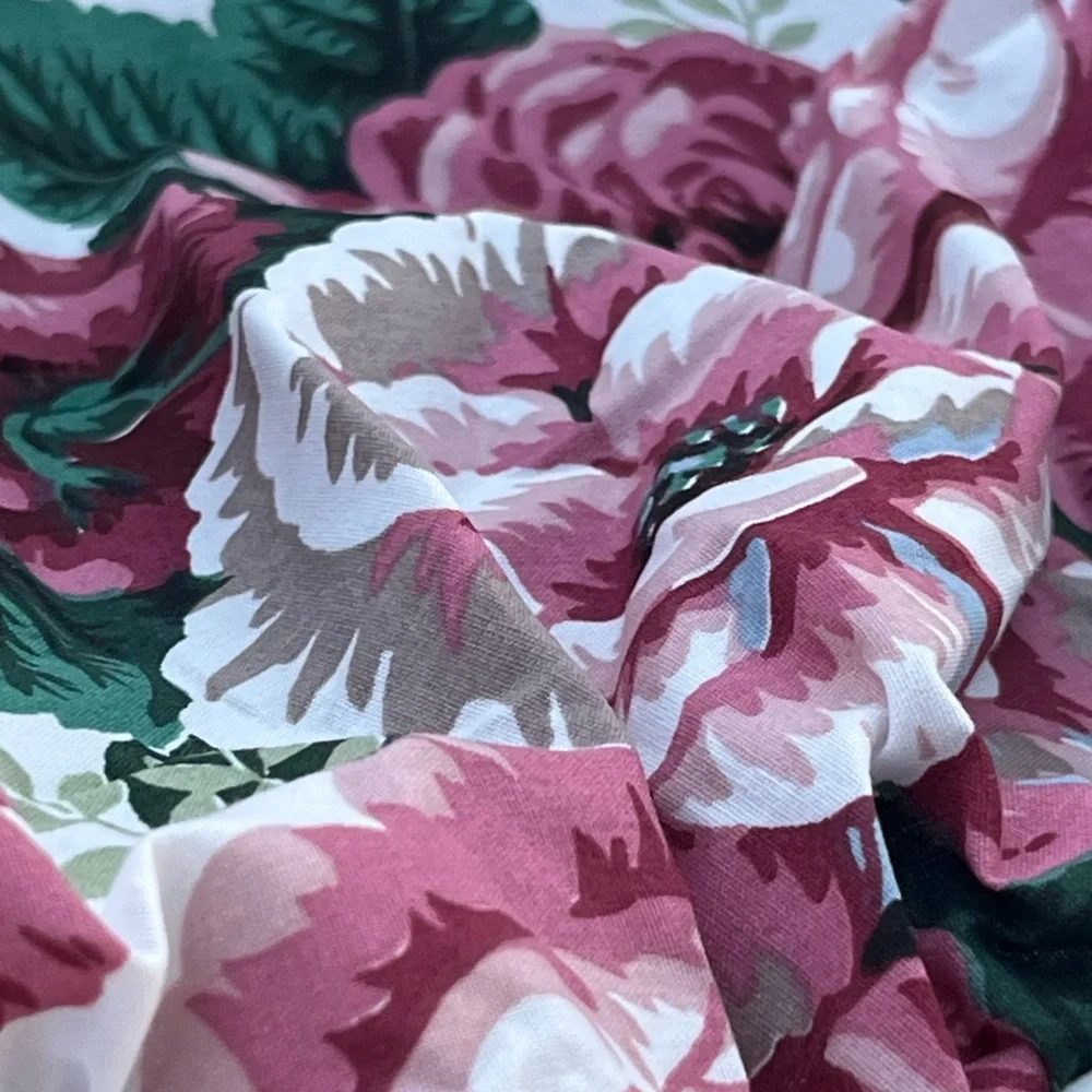 Fieldcrest White and Green Full Size Bed skirt with Floral Design